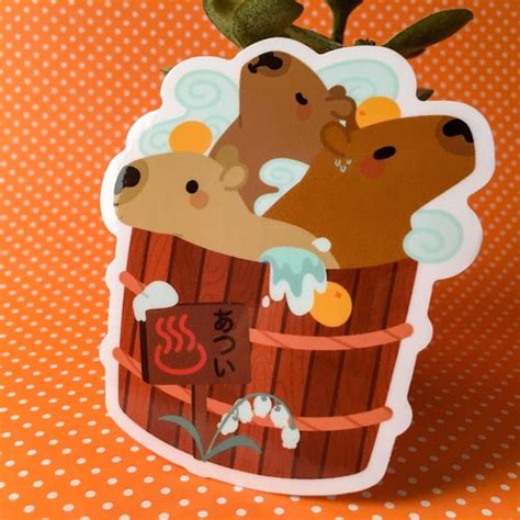 Capybara Vinyl Sticker Cute Capybara Sticker Capybara Hot Etsy