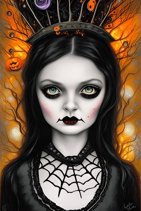 Halloween Poster Art Wednesday Addams · Creative Fabrica