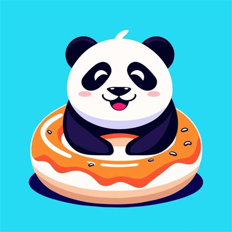 Cute Panda Bear Hand Drawn Flat Stylish Mascot Cartoon Character