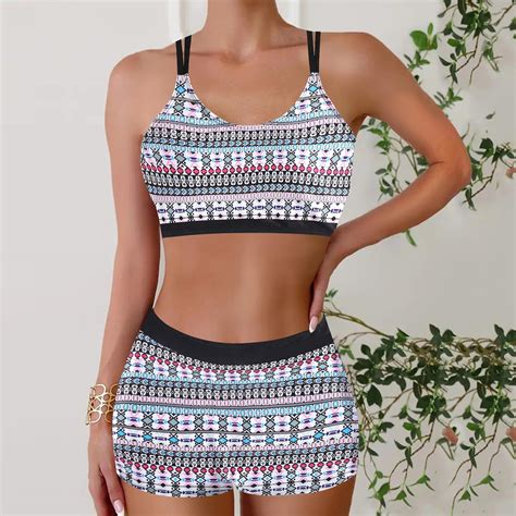 Awdenio Tankini Swimsuits For Women Printed Ruched Bikini Sets Piece Bathing Suit High Waist