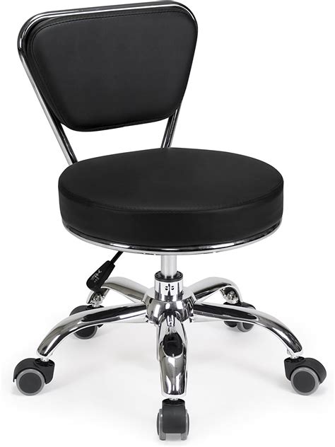 Vapaa Taide Rolling Stool Chair With Back Support Rolling