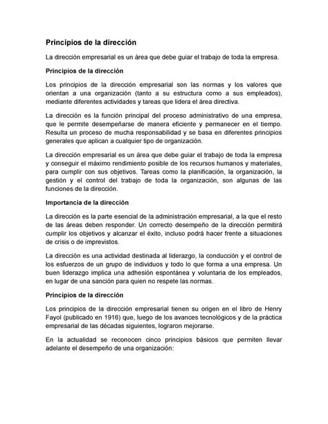 Principios de la dirección Principios de la dirección La dirección