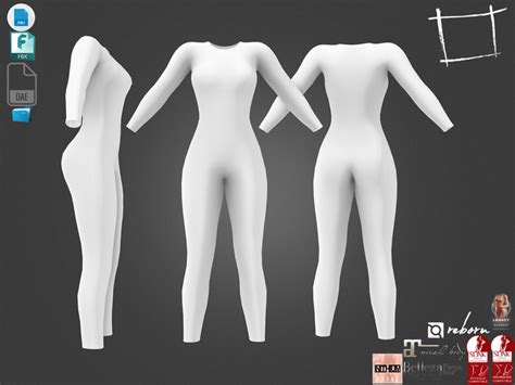 Second Life Marketplace Dae Obj Fbx For Female Pink Full Body Suit