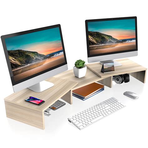 Buy Fitueyesdual Monitor Stand Shelf Computer Monitor Riser Wood