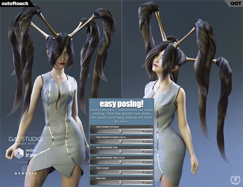 Quadro Tails Stylized Hair For Genesis 3 Females Daz 3d