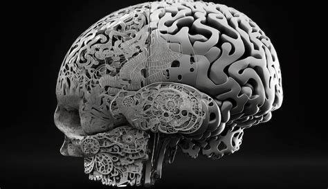 Imagen De Arte Del Generador De Ai Del Cerebro En Blanco Y Negro Foto