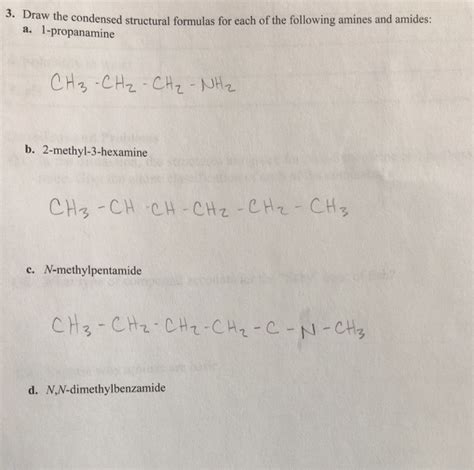 Solved raw the condensed structural formulas for each of the | Chegg.com