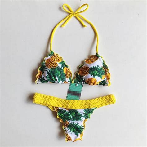 New Sexy Bikinis Bathing Suit Women Swimsuit High Neck Bikini Set Geometric Printing