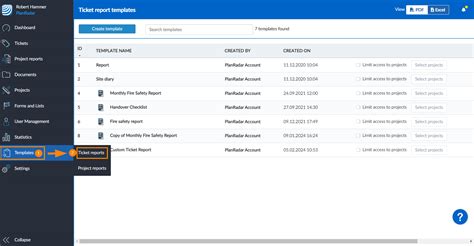 Crear plantillas básicas de informes de entradas PlanRadar HelpCenter