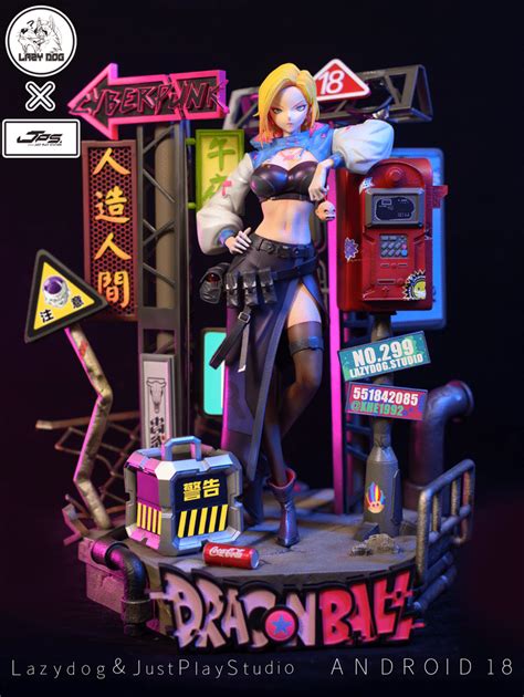 Cyberpunk Series Android 18 Anime Figures Dragon Ball Statues Lazydog