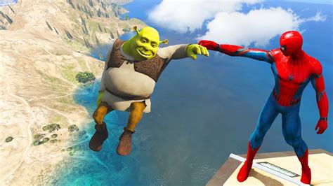 Gta Water Ragdolls Spiderman Vs Shrek Jumps Fails Euphoria Physics