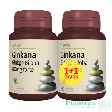 Pachet Ginkgo Biloba 80mg Ginkana Forte 2x60cp Alevia Pret 41 2 Lei