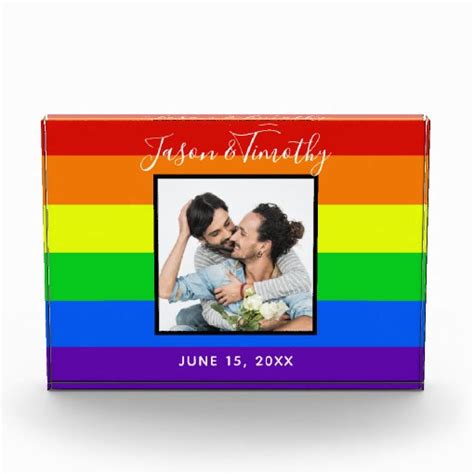 Rainbow Striped Gay Pride Couple Wedding Photo Zazzle