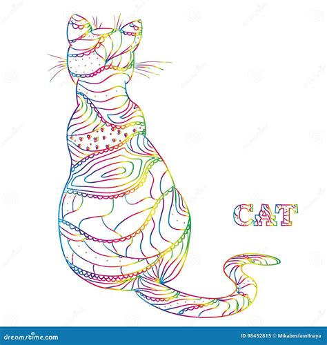 Cat. Design Zentangle stock vector. Illustration of abstract - 98452815