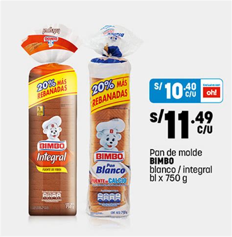 Pan De Molde BIMBO Blanco Integral Bl X 750 G Oferta En Plaza Vea