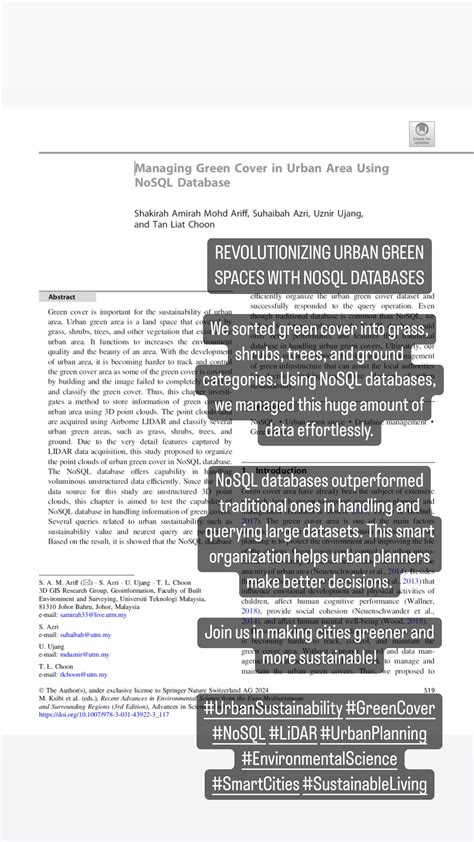 Revolutionizing Urban Green Spaces With Nosql Databases Uznir Ujang Phd