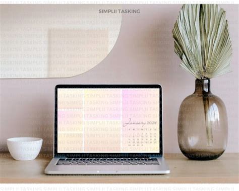 Desktop Wallpaper Calendar Organizer Watercolor Pink Etsy Australia