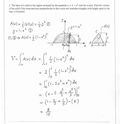 Solved 3 The Base Of A Solid Is The Region Enclosed By The Chegg