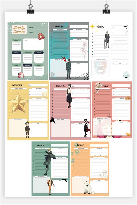 Anime Themed Weekly Planner Cute Anime Undated Digital And Printable