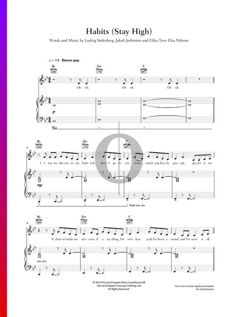 Habits Stay High Tove Lo Piano Sheet Music Oktav