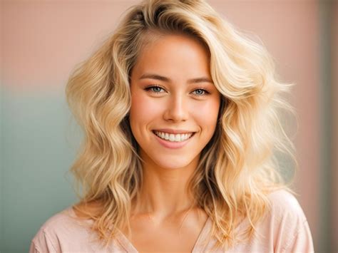 Premium Photo Charming Blonde Woman Smiling