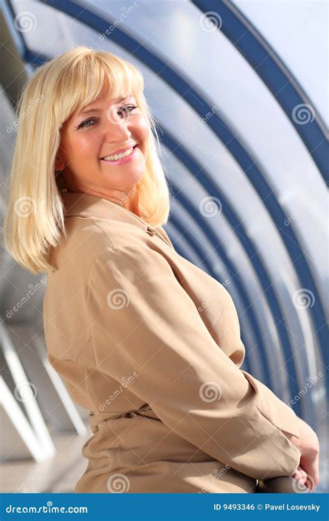 Happy Middleaged Blonde Stock Photo Image Of Confident