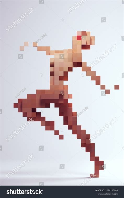 Woman Female Abstract Nude Cube Block Stock Illustration