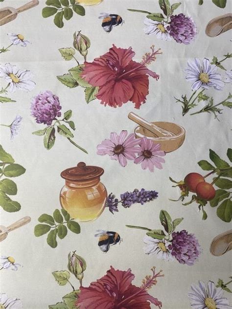 Toile de coton natté Fleurs et bourdons Multicolore Papin Tissus