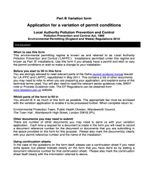 Fillable Online Application For A Variation Of Permit Conditions