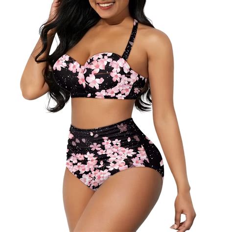 Renewold Comfortable Tankini Bathing Suits With Bottom Adjustable Strap High Waist Bikini Set