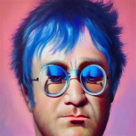 Midsommar Blue Hair Elton John Lennon Oil Painting Stable Diffusion