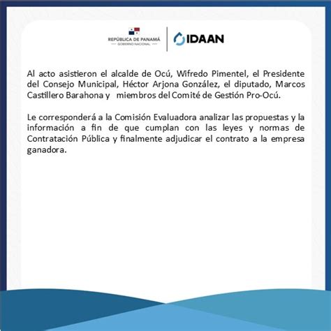 IDAAN On Twitter Herrera Avanza Proyecto Para Nuevo Sistema De