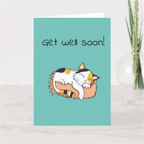 Cute Get Well Soon Calico Kitty Card Zazzle Get Well Soon Cat