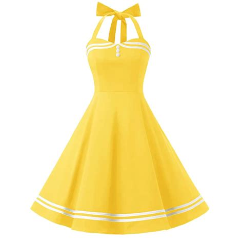 Robe Jaune à Col Licou Des Années 40 Retro Verso