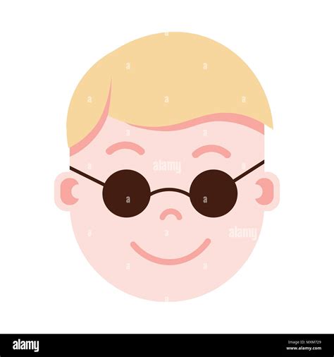 boy head emoji personage icon with facial emotions, avatar character ...