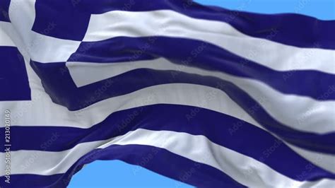 K Seamless Close Up Of Greece Flag Slow Waving With Visible Wrinkles A