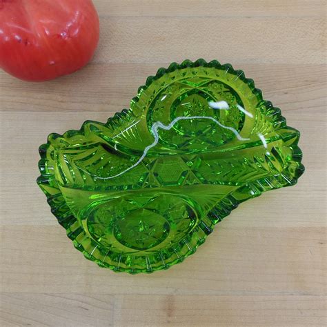 Le Smith Small Pressed Green Glass Ashtray Nut Candy Bowl Saw Tooth St Olde Kitchen And Home