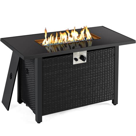 Yaheetech Inch Outdoor Propane Gas Fire Pit Table With Glass