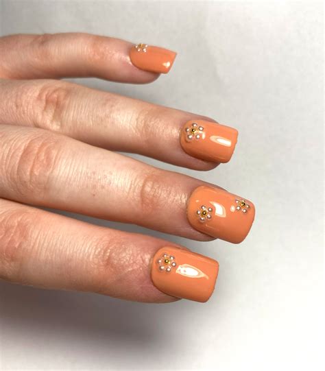 Nude Flower Press On Nails Nude Pearl Press On Nails Luxury Nails Elegant Press On Nails Short