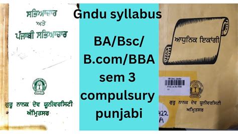 Gndu Syllabus BA Bsc B Sem 3 Compulsory Punjabi