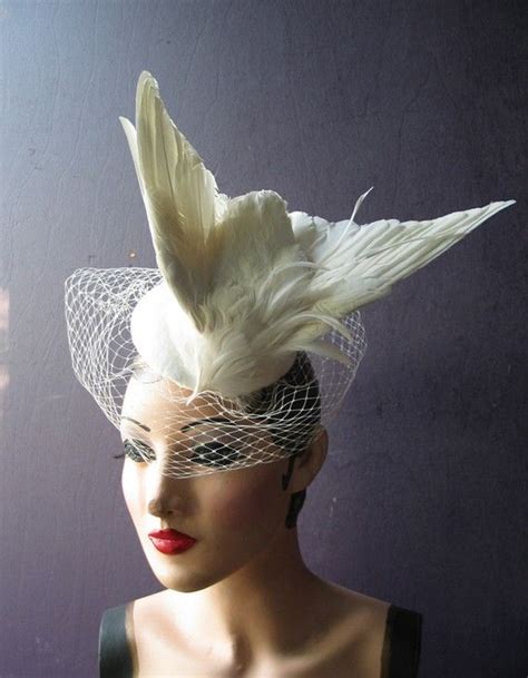 Julia Of The Spirits A White Dove Taxidermy Bridal Feather Hat With