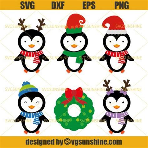 Christmas Penguins Svg Bundle Penguins Winter Christmas Svg Sunshine