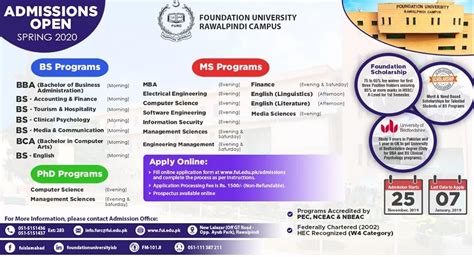 [Admissions Open Spring 2020] Foundation University, Rawalpindi Campus ...