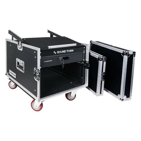 Sound Town U Dj Rack Case W U Slant Mixer Top Casters Locking Drawer