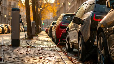 Electric Car Ev Battery Charging Station Charging In Car Port