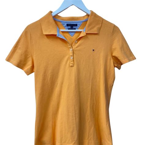 Tommy Hilfiger Mens Size M Polo Shirt Short Sleeve Orange