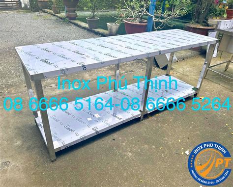 BÀn 2 TẦng PhẲng Inox 2m Inox Phú Thịnh