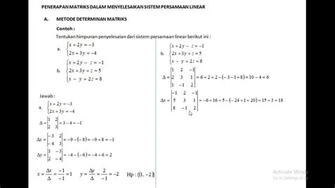 Menentukan Himpunan Penyelesaian Sistem Persamaan Linear Dengan Metode