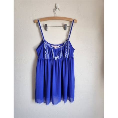 Victoria S Secret Intimates Sleepwear Victorias Secret M Blue Milkmaid Babydoll Lingerie
