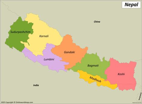 Nepal Provinces Map - List of Provinces of Nepal - Ontheworldmap.com